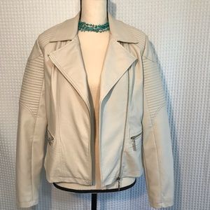 Apt 9 Faux White Leather Motorcycle Jacket.